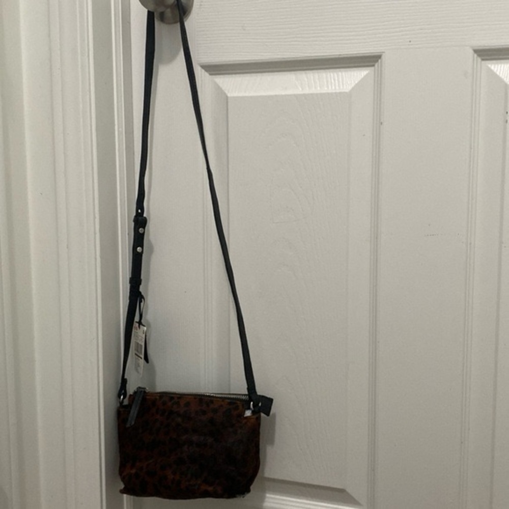 BNWT Mango Limited Leather Collection Leopard Print Mini Crossbody Shoulder Bag